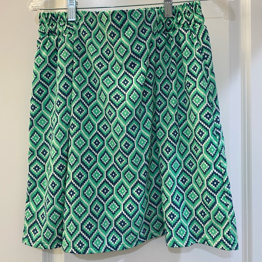 Green and blue skirt with elastic waistband